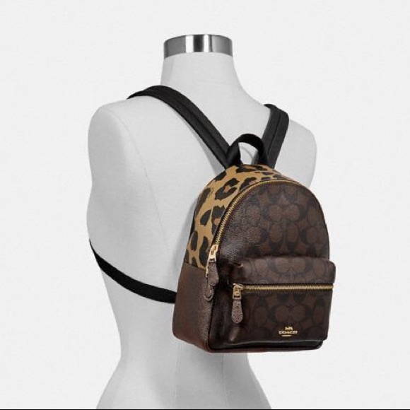 Coach Mini Charlie Backpack with Leopard Print - Picture 5 of 8